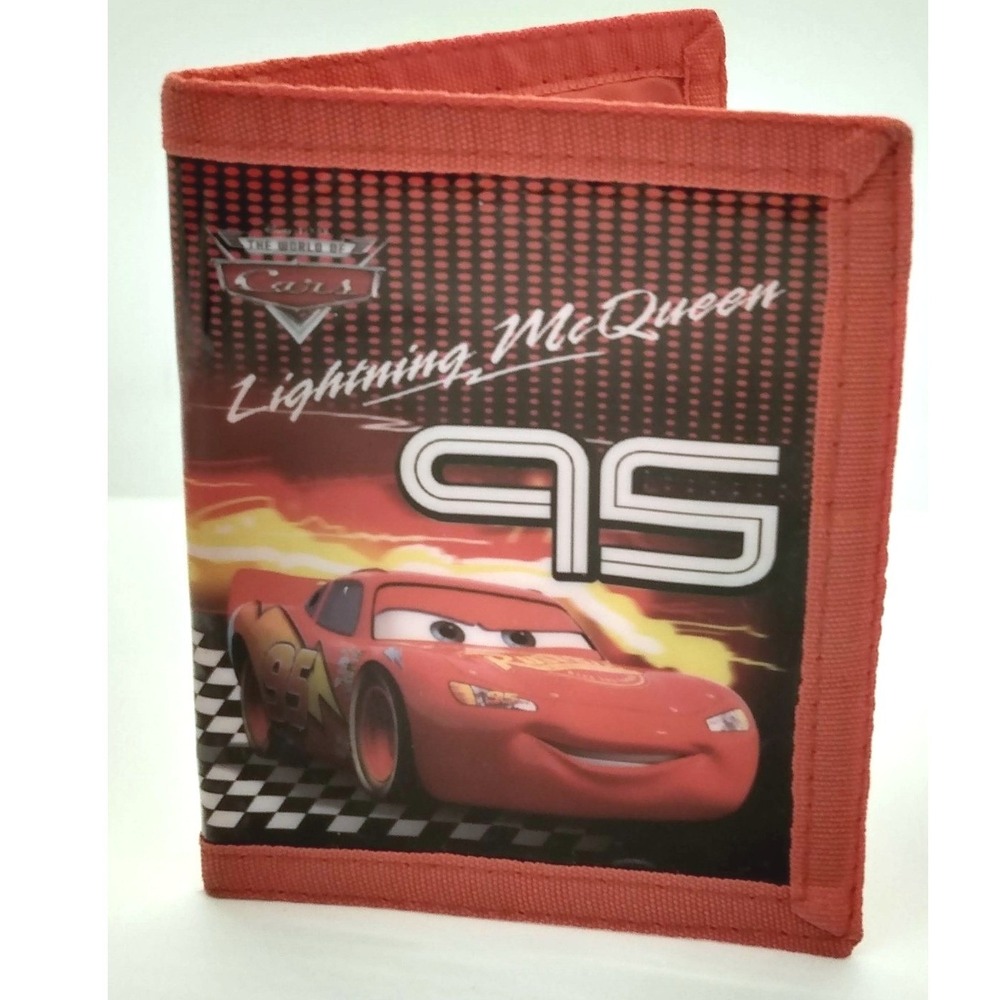 RETRO Disney CARS Lightning McQueen Red Nylon Bifold Kids Wallet Accessory